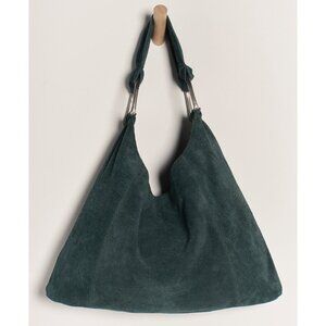 🆕 FREE PEOPLE Bobbi Slouch Suede Tote / Pine